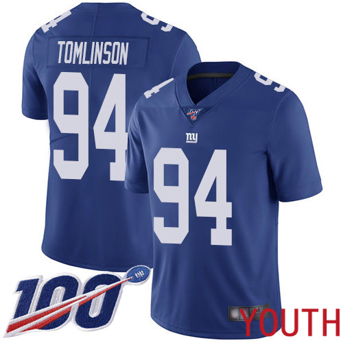 Youth New York Giants #94 Dalvin Tomlinson Royal Blue Team Color Vapor Untouchable Limited Player 100th Season Football NFL Jersey->youth nfl jersey->Youth Jersey